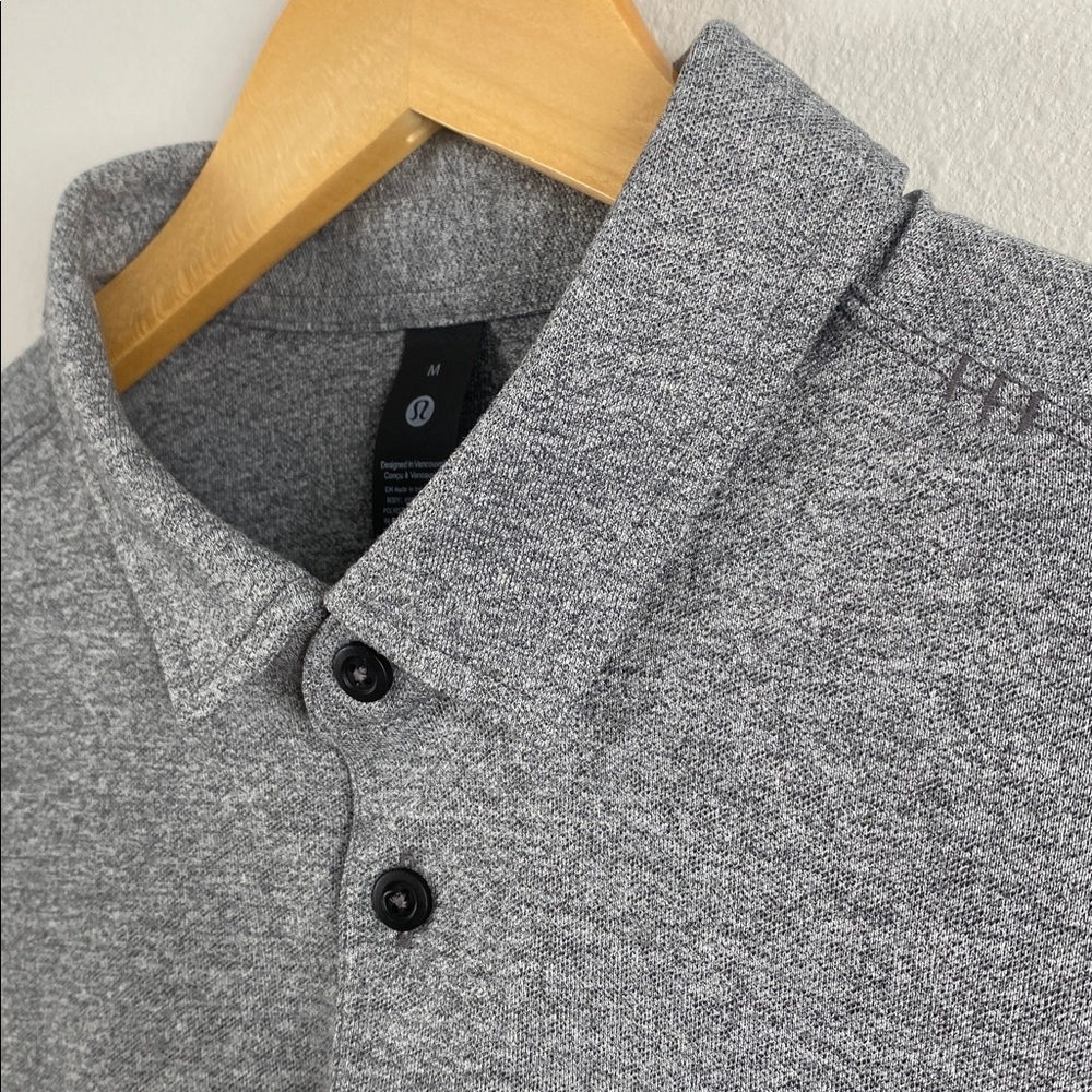 Lululemon Evolution Pique Long Sleeve Polo Shirt | Heathered Black - Picture 9 of 14